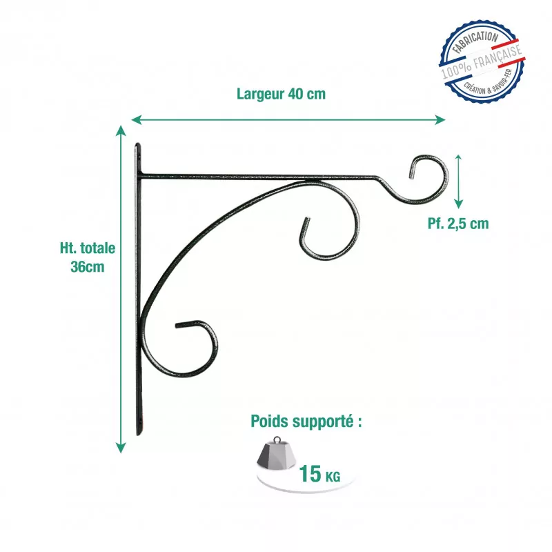 Potence "Fer Rond" Gris Martelé Louis Moulin