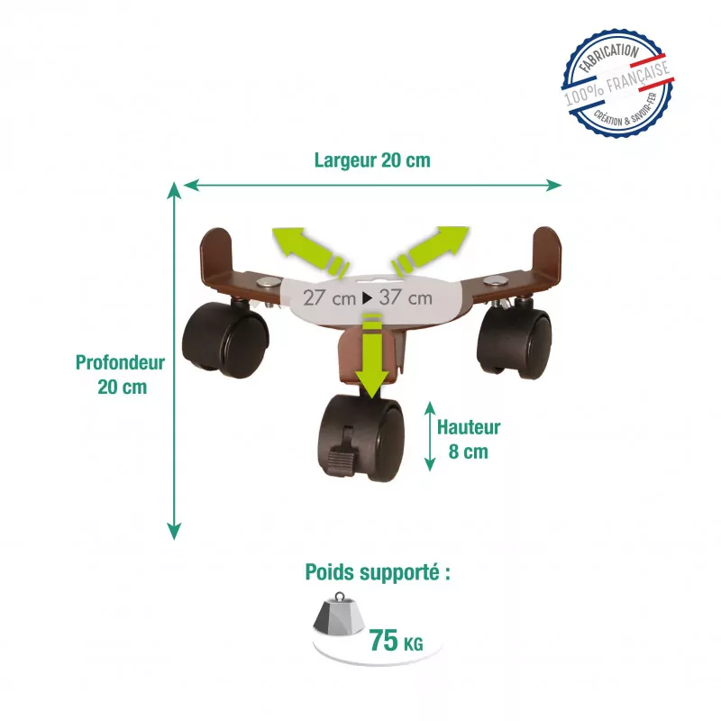 Roule Plante EXTENSIBLE Fer Vieilli Louis Moulin