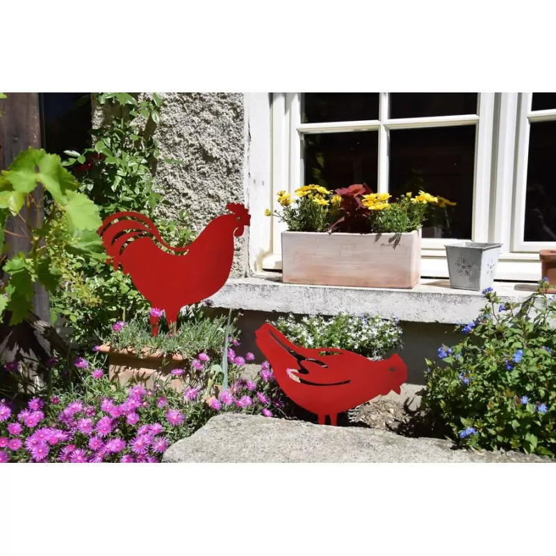 Figurine à piquer Coq Rouge Louis Moulin