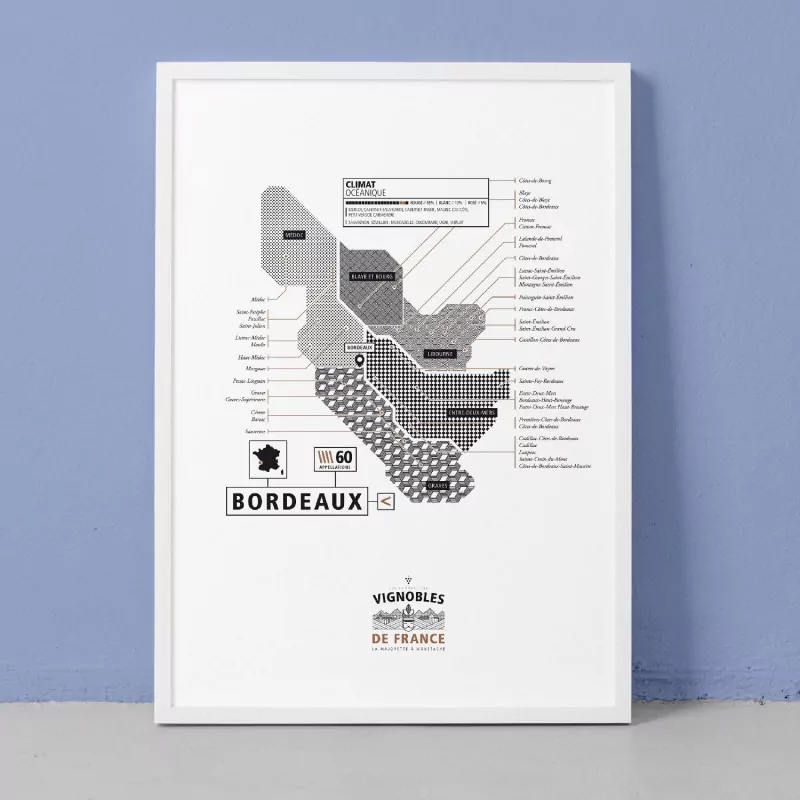 Affiche vin de Bordeaux La majorette à moustache