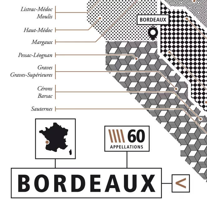 Affiche vin de Bordeaux La majorette à moustache