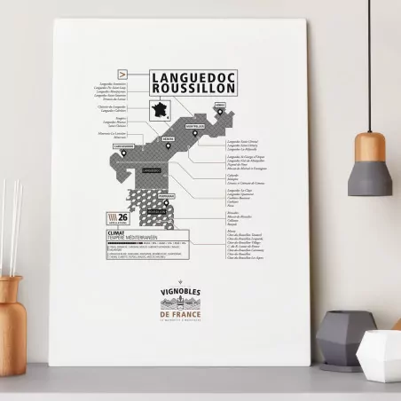 Affiche vins du Languedoc-Roussillon La majorette à Moustache