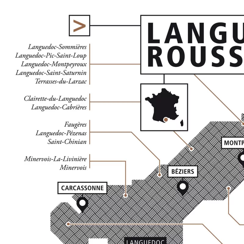 Affiche vins du Languedoc-Roussillon La majorette à Moustache