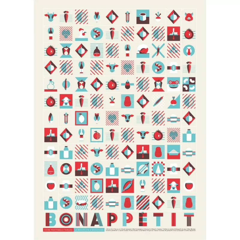 Affiche cuisine Française La Majorette à Moustache