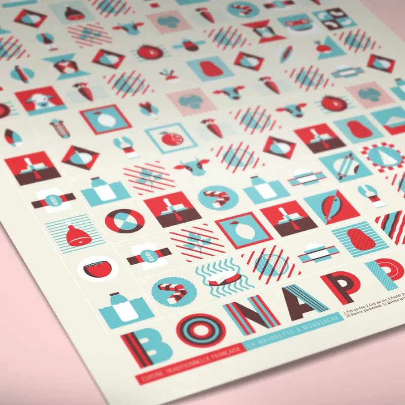 Affiche cuisine Française La Majorette à Moustache