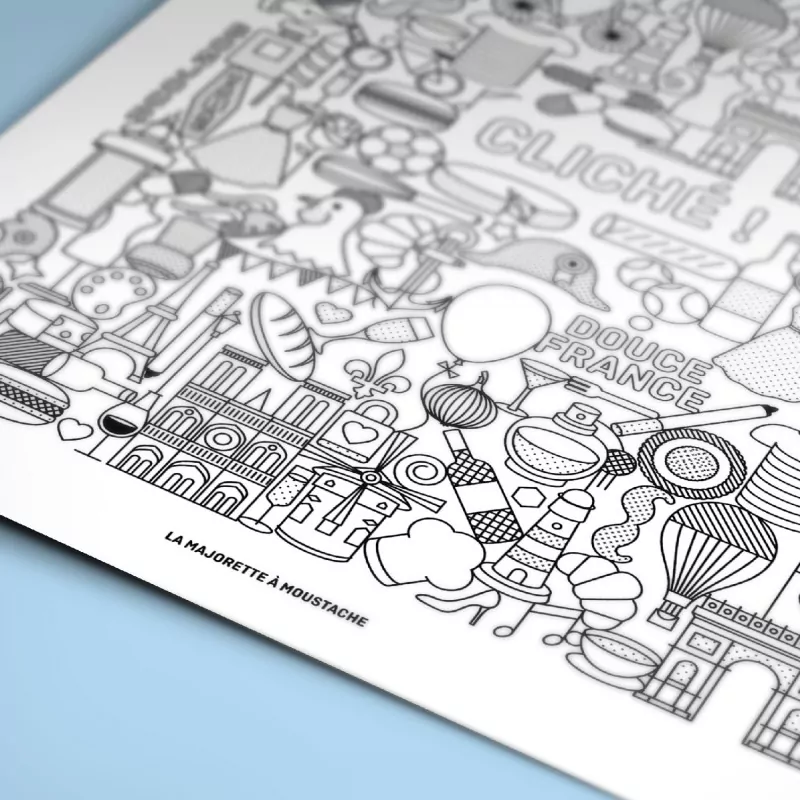 Affiche minimaliste douce France La majorette à moustache