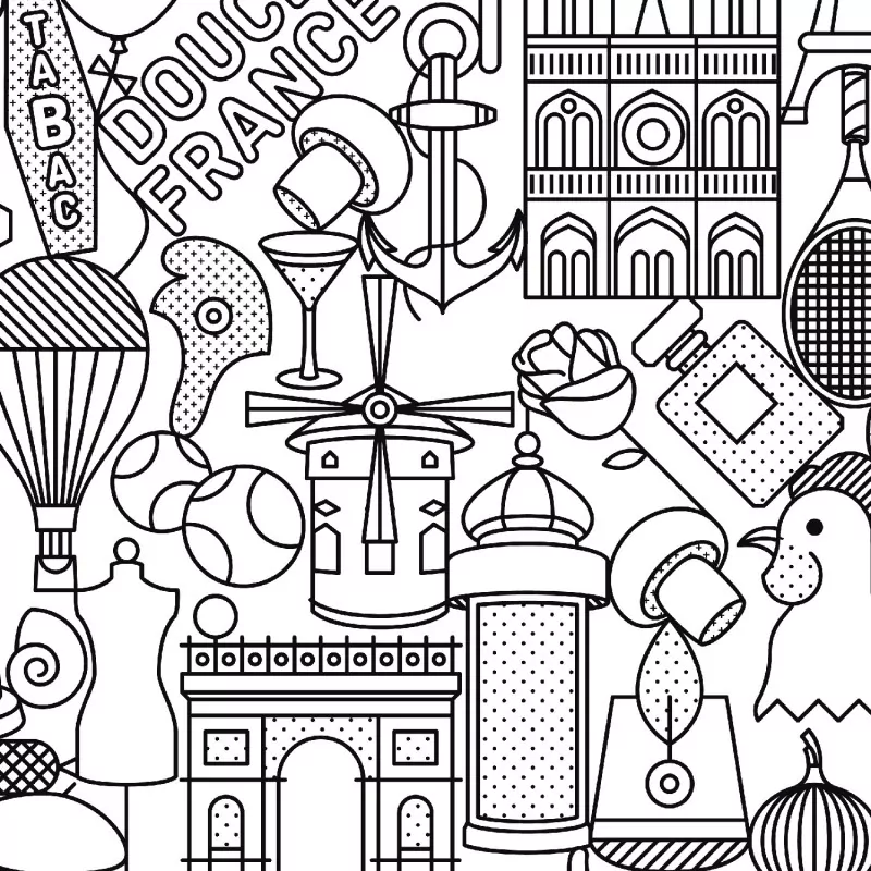 Affiche minimaliste douce France La majorette à moustache