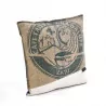 Coussin carré toile de jute de sac de café et coton Lilokawa