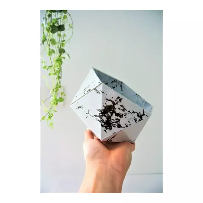 Petite lampe origami vinyle marbre - Leewalia