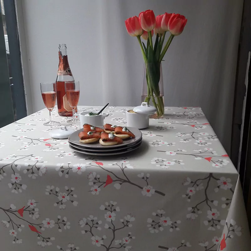 Nappe enduite Cerisier Taupe/corail - Fleur de Soleil