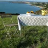 Nappe enduite Chevrons Beige - Fleur de Soleil Nappe enduite Chevrons Beige - Fleur de Soleil