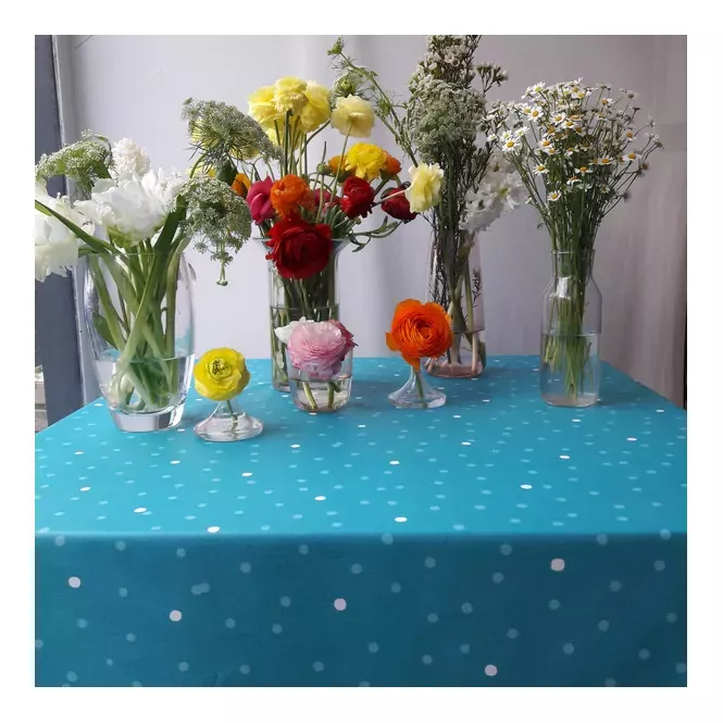 Nappe enduite Confettis Turquoise - Fleur de Soleil