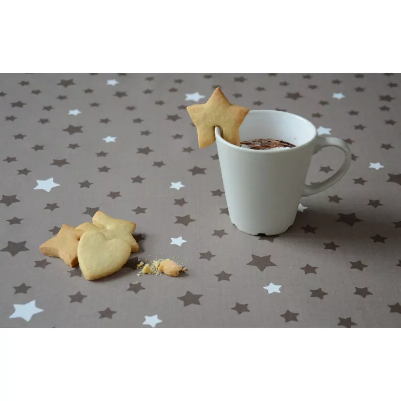 Nappe enduite Etoiles taupe taupe - Fleur de Soleil