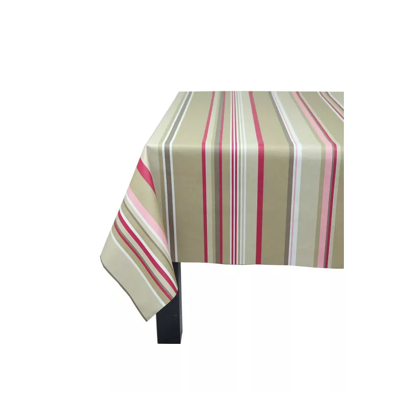 Nappe enduite Rayure taupe - Fleur de Soleil