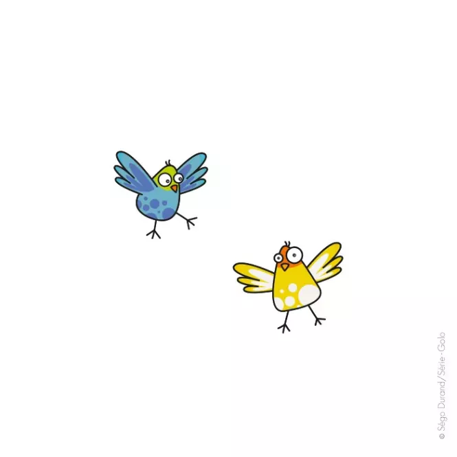 Sticker petits oiseaux jaune et bleu - Série-Golo