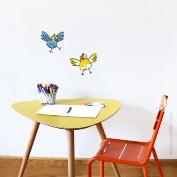 Sticker petits oiseaux jaune et bleu - Série-Golo