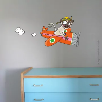 Sticker enfant avion zèbre, décoration murale – Série-Golo