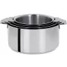 Set de 4 casseroles inox 14/16/18/20 cm + 2 poignées mutine amovible - Cristel