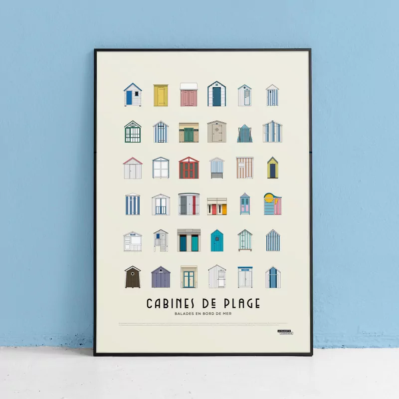 AFFICHE "CABINES DE PLAGE" LA MAJORETTE A MOUSTACHE