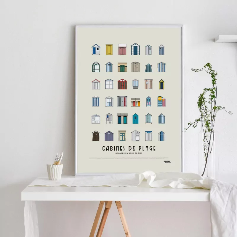 AFFICHE "CABINES DE PLAGE" LA MAJORETTE A MOUSTACHE