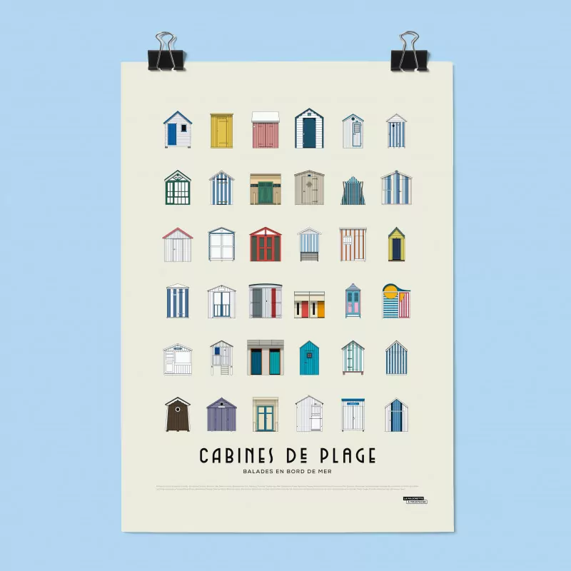 AFFICHE "CABINES DE PLAGE" LA MAJORETTE A MOUSTACHE