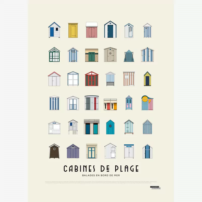AFFICHE "CABINES DE PLAGE" LA MAJORETTE A MOUSTACHE
