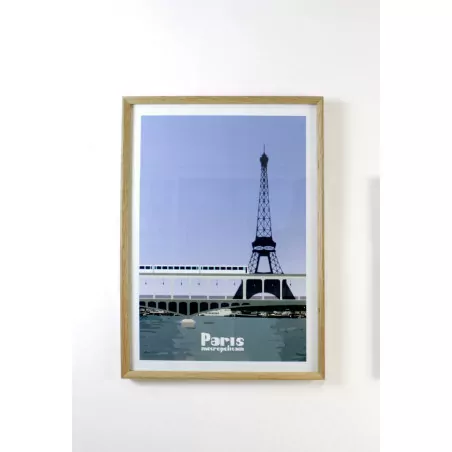 Affiche Tour Eiffel - Paris Métropolitain - Reine Mère - Made in France - Métro viaduc de Bir-Hakeim 