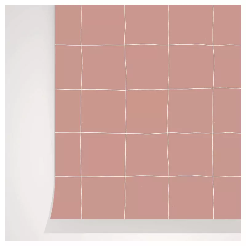 Papier peint carreaux rose - trame blush