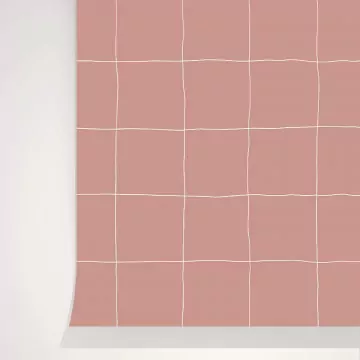 Papier peint carreaux roses - Trame Blush
