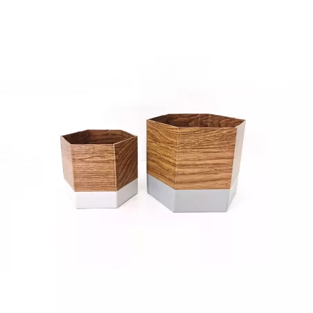 Set de cache pots en bois pour plantes d'intérieur - Leewalia