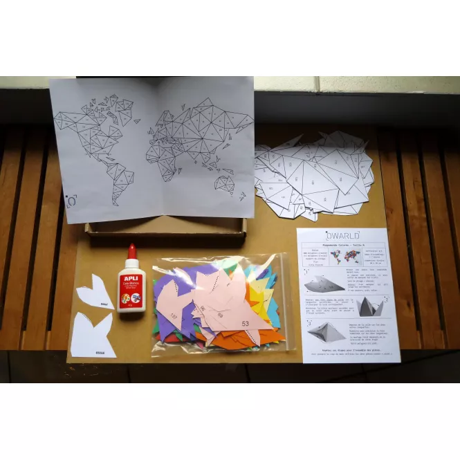 Carte du monde murale 3D en origami - Owarld