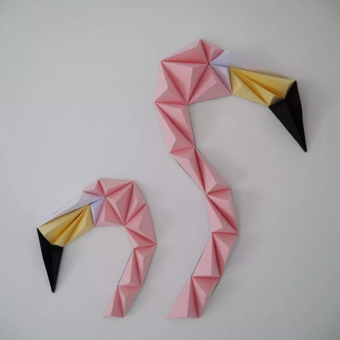 Kit flamants roses en papier 3D à monter - Owarld