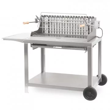 Barbecue en inox avec foyer vertical et horizontal et chariot Irissarry - Le Marquier