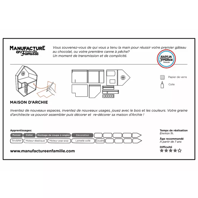 Maison de poupée en bois à fabriquer - Maison d'Archie - Manufacture en Famille