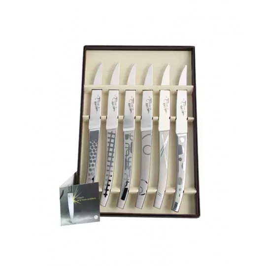 Coffret Couteaux De Table En Inox Manche D Cor Par Roger Orfevre Uncoqdansletransat Fr