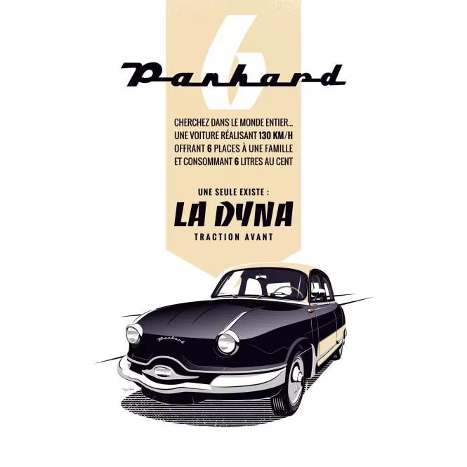 Affiche de la Panhard Dyna - En Double File