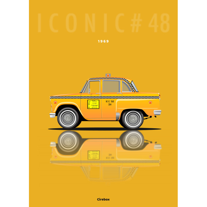 Affiche 100 % Made In France Taxi New York Checker Marathon