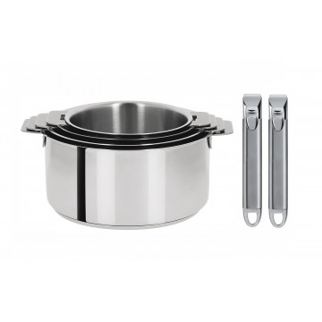 Set de 4 casseroles Mutine Amovibles induction avec 2 poignées - Cristel