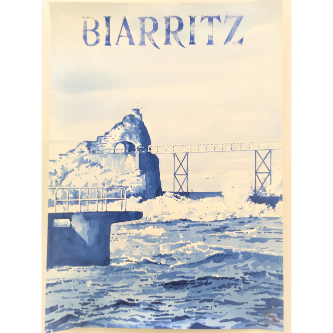 Affiche Le Rocher de la Vierge à Biarritz - B&C