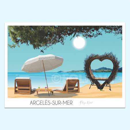 Affiche Argeles-sur-mer bord de plage - Foliove