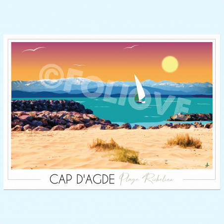 Affiche la plage du Cap d'Agde - Foliove