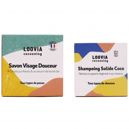 Coffret 100% solide savon visage et shampoing - Loovia