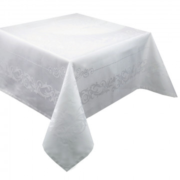 Nappe antitache Jacquard 100% coton comtesse blanche blanc - Garnier-Thiebaut
