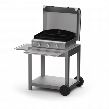 Pack plancha gaz 3 bruleurs avec couvercle et chariot - Le Marquier