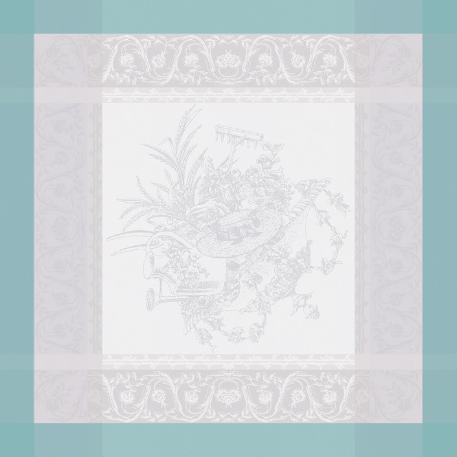 serviette de table 100% coton jardin de la reine celadon - Garnier-Thiebaut