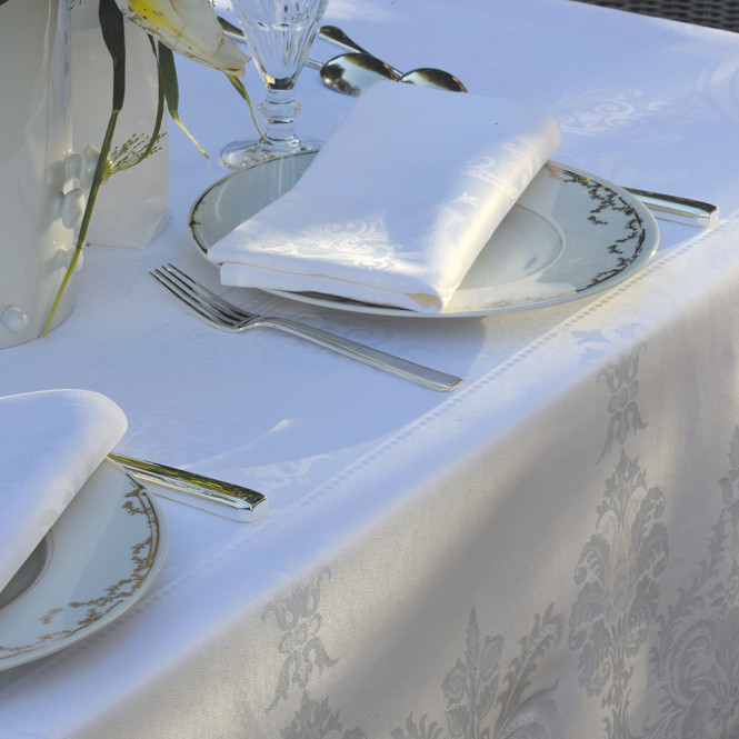 Serviette de table 100% coton beauregard motifcare blanc - Garnier-Thiebaut