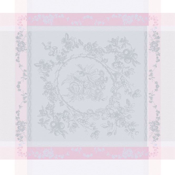 serviette de table 100% coton lysandra rose - Garnier-Thiebaut