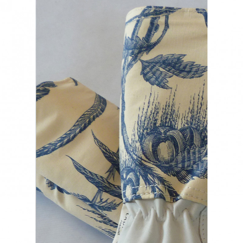 Gants de jardinage avec manchettes toile de jouy - Ladivine Jardine