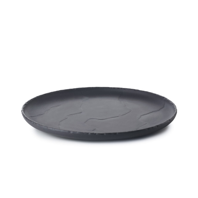 Assiette ronde plate bord relevé en céramique effet ardoise - Basalt - Revol