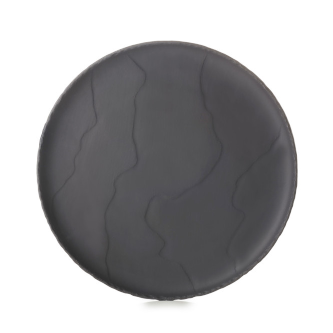 Assiette ronde plate bord relevé en céramique effet ardoise - Basalt - Revol